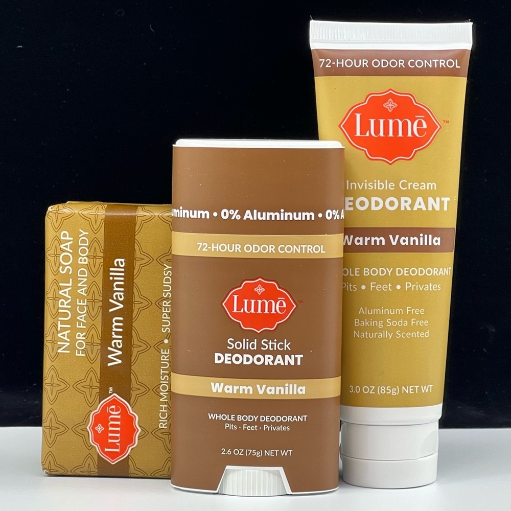 Warm Vanilla Deodorant Bundle Cream, Solid & Bar Soap Original Formula
